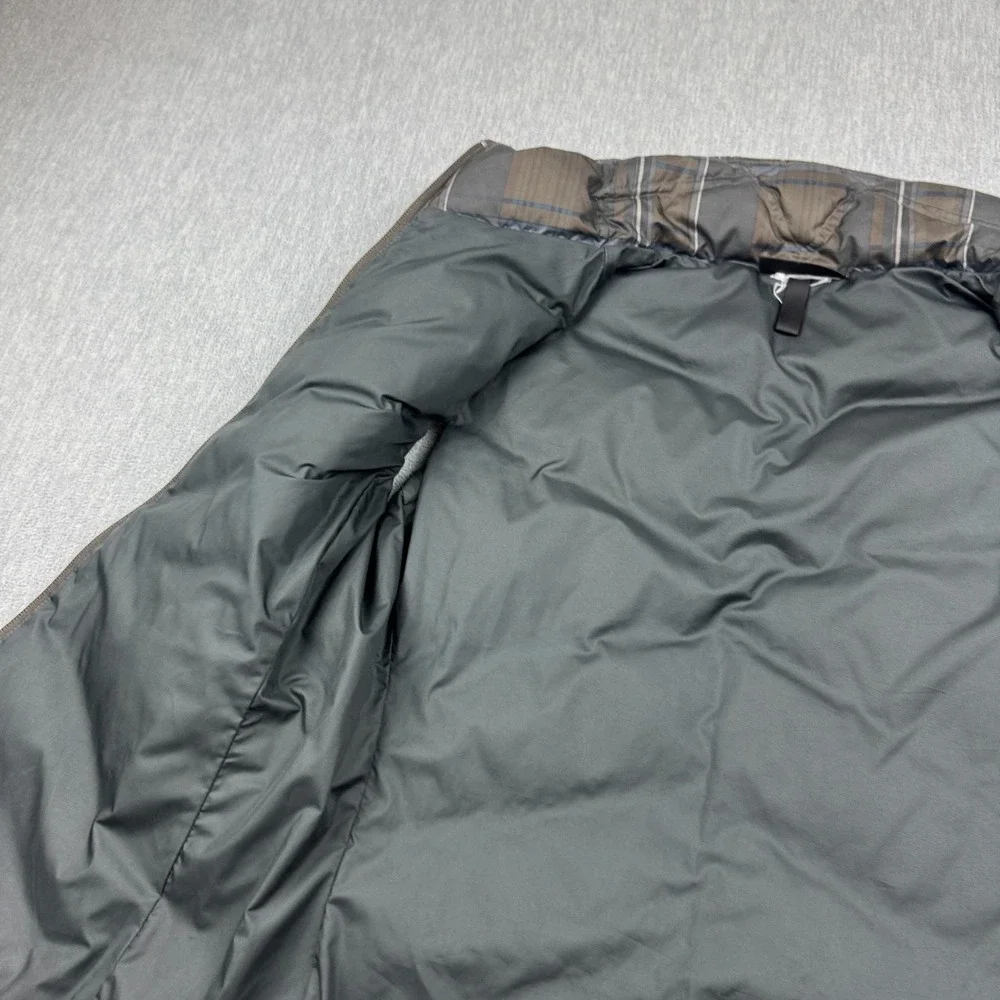 Patagonia Vest Womens Small Gray Brown Plaid Puffer Full Zip Goose Down Gorpcore